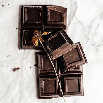 A brick of dark chocolate